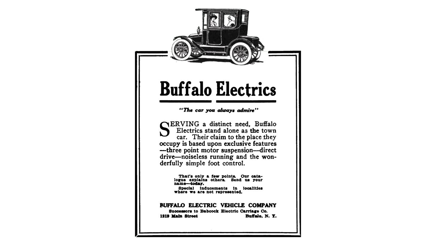 Buffalo electric vehicle company sign